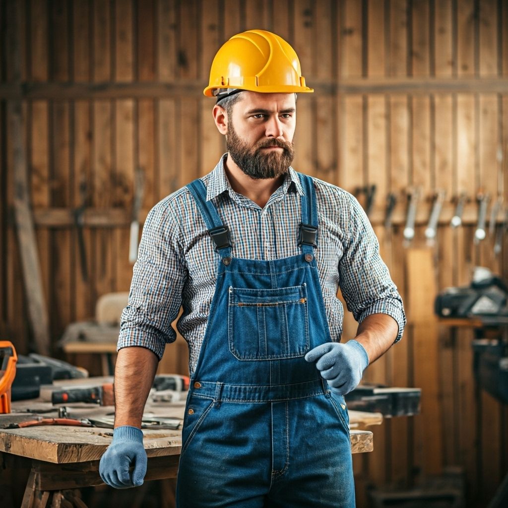 Construction worker in workshop